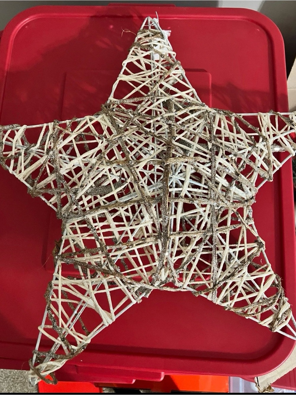 Handcrafted White and Gold Woven Star Wall Art